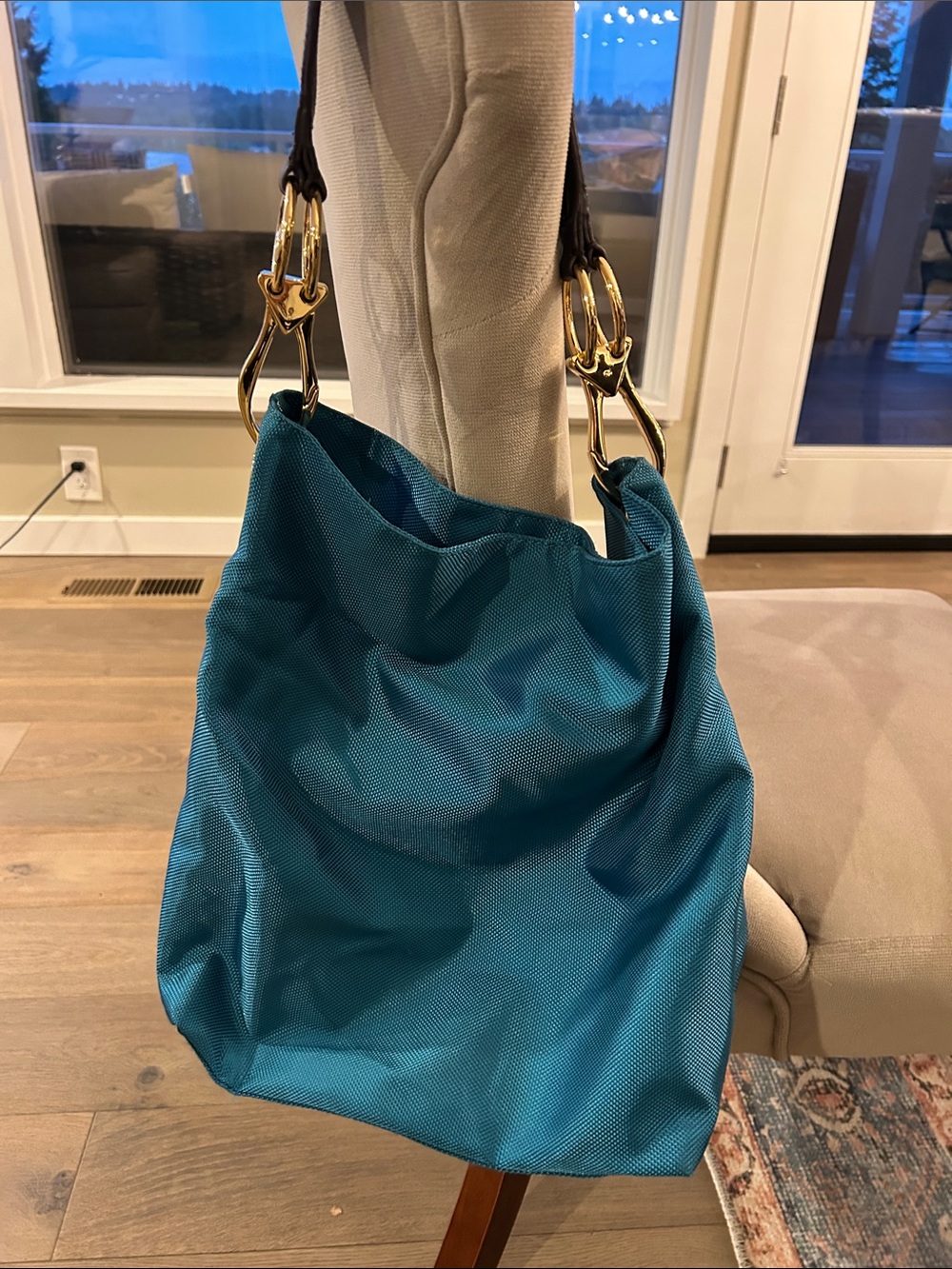JPK Paris 75 teal blue shoulder bag